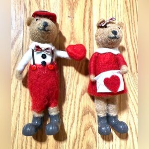 Handcrafted Felted “Mouse Couple Ornaments”